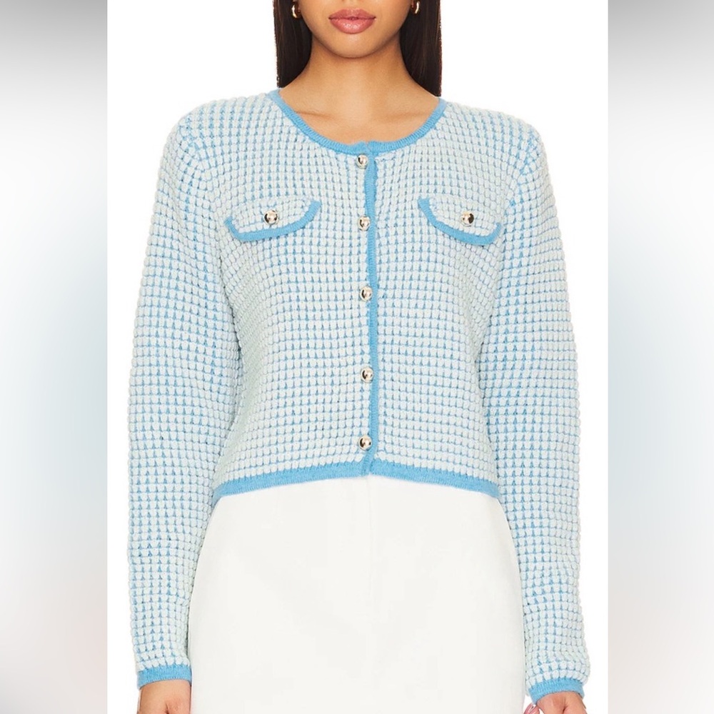 REVOLVE Blue Blazer with Gingham Pattern